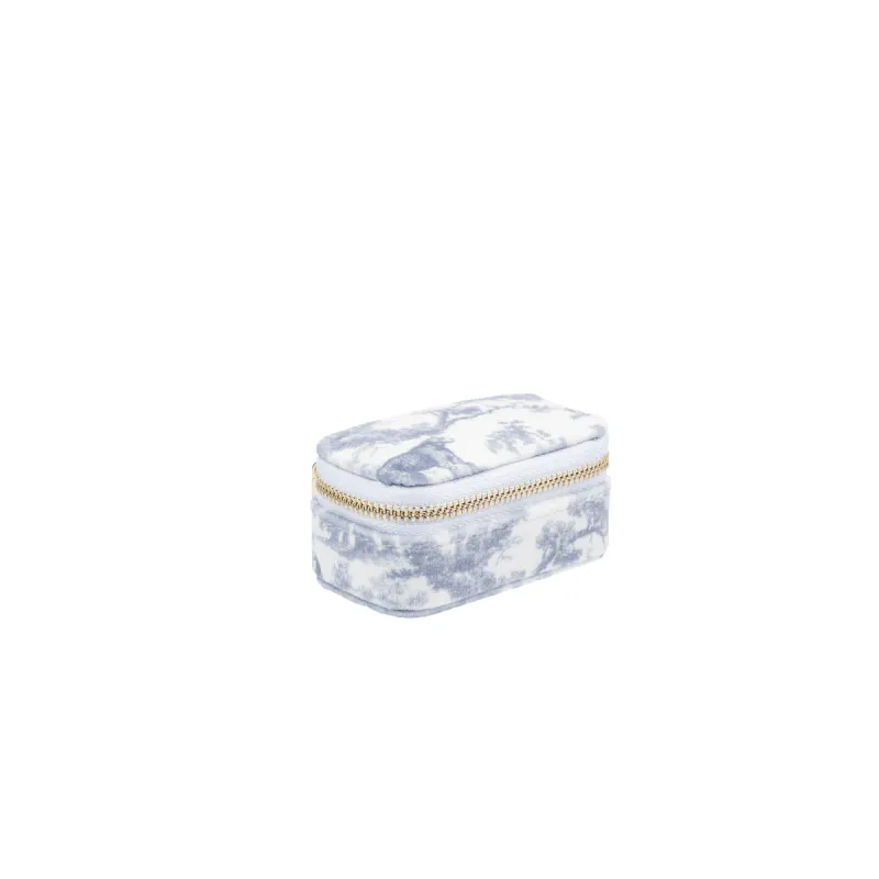 Dark VELVET JEWELLERY BOX MICRO COUNTRY BLUE SAVANNAH PATTERN