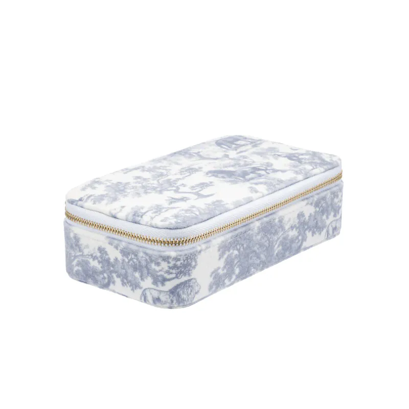 Dark VELVET JEWELLERY BOX COUNTRY BLUE SAVANNAH PATTERN