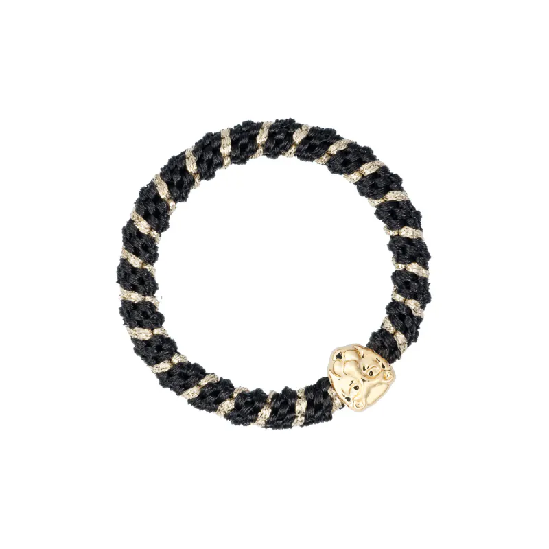 Dark FAT HAIR TIE BLACK STRIPE W/LION