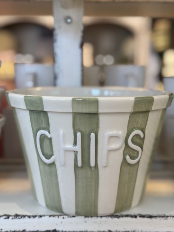 Bruka Design CHIPSSKÅL Sage Striper m/tekst
