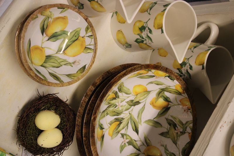 Chic Antique BOLLE m/ sitroner H7/Ø15cm Natur