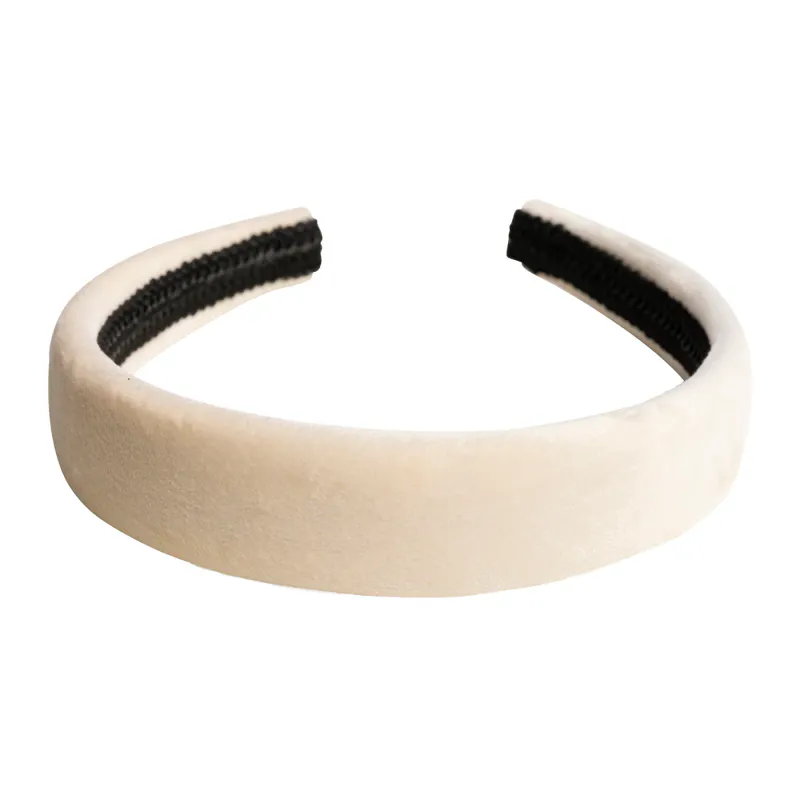 Dark VELVET HAIR BAND BROAD VANILLA