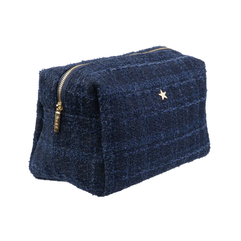 Dark TWEED MAKE-UP POUCH LARGE DARK NAVY BLUE