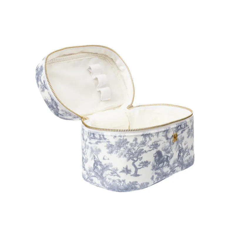 Dark VELVET VANITY BAG SMALL COUNTRY BLUE SAVANNAH PATTERN