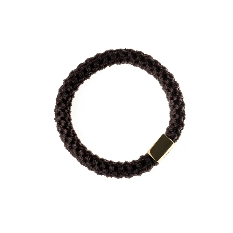 Dark FAT HAIR TIE W/GOLD CHOCOLATE BROWN