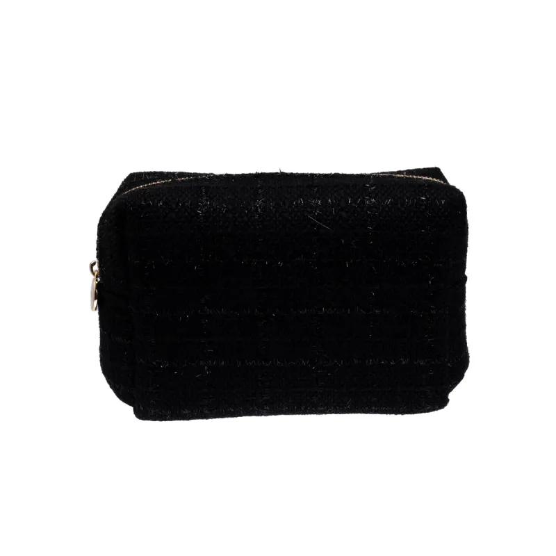 Dark TWEED MAKE-UP POUCH SMALL BLACK