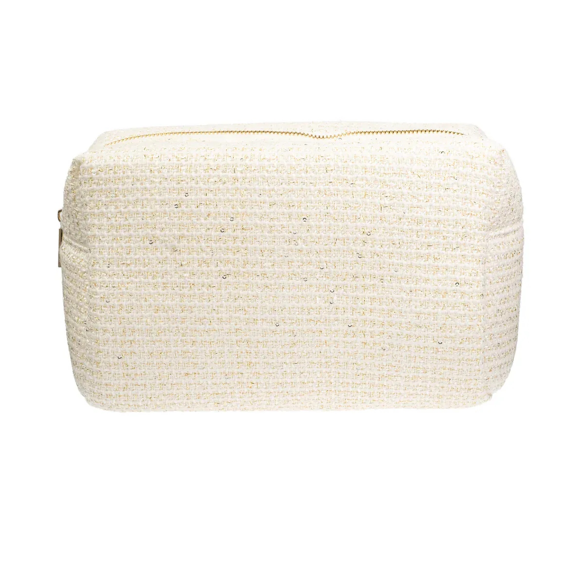 Dark TWEED MAKE-UP POUCH LARGE OFF WHITE W/GOLD
