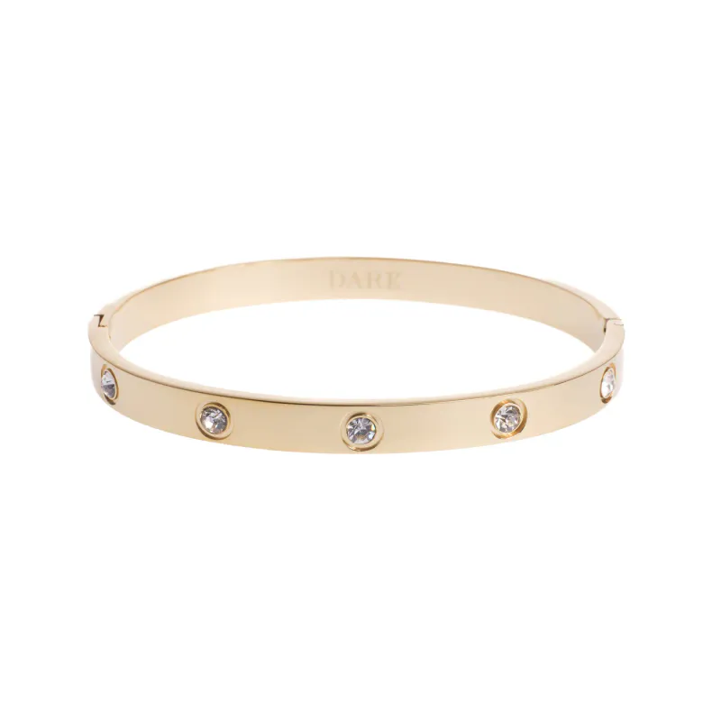 Dark BIG DOT BANGLE CRYSTAL GOLD