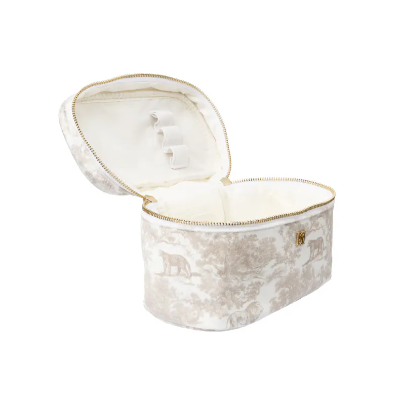 Dark VELVET VANITY BAG SMALL SAND SAVANNAH PATTERN