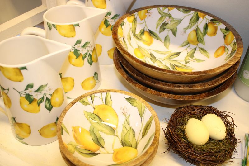 Chic Antique BOLLE m/ sitroner H8/Ø25cm Natur