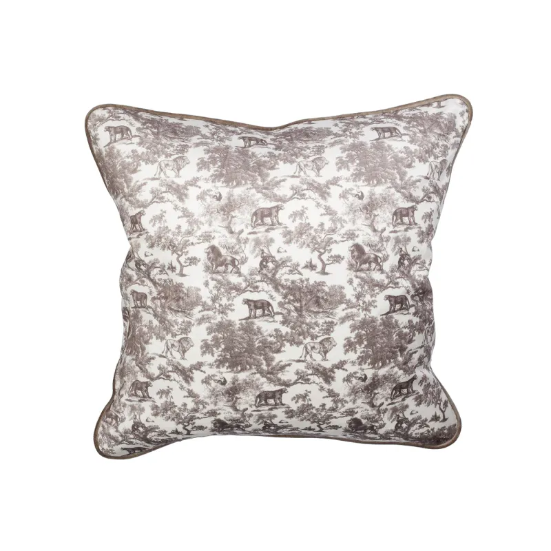 Dark Velvet Cushion Cover Warm Taupe W/Savannah Pattern