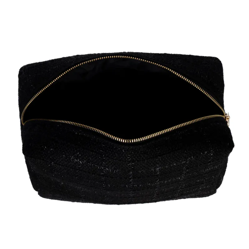 Dark TWEED MAKE-UP POUCH LARGE BLACK